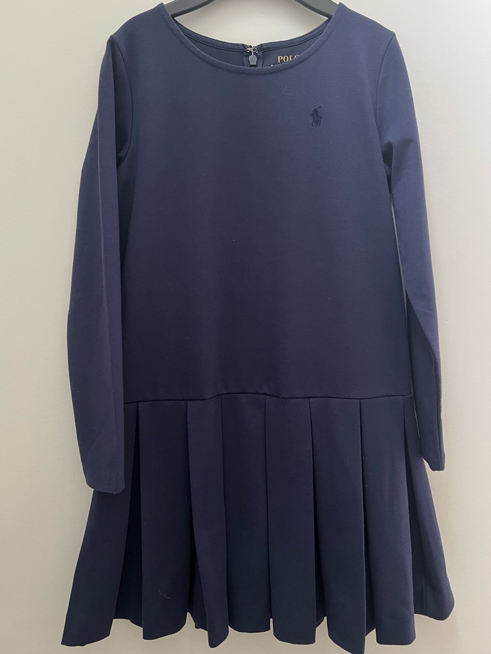 Polo by Ralph Lauren Navy Long-Sleeve Pleated Kids Preppy Dress